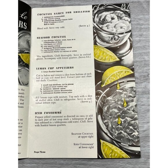Vintage Sunkist Lemons Recipe Cookbook 1930s Booklet Kitchen Art - Picture 3 of 7